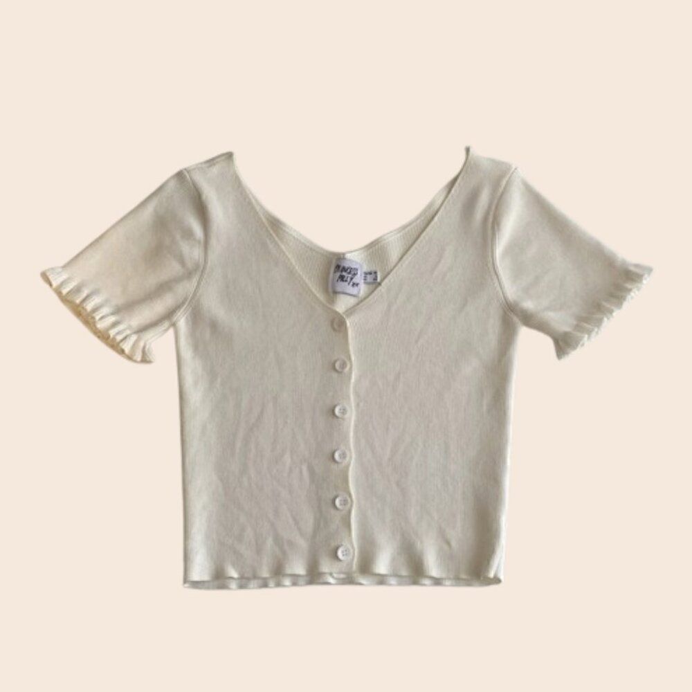 Princess Polly 90's Style White Mini Sweater Cardigan